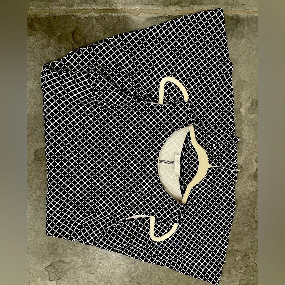 Navy Blue White Grid Dress